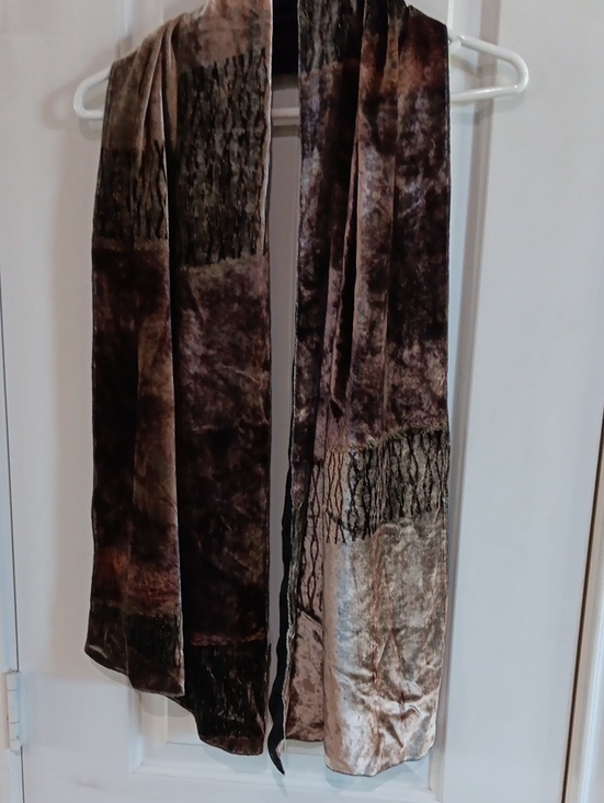 J. Jill Accessories - J. Jill Italy Silk Rayon Velvet Patchwork Burnout Devore Scarf Wrap 70x12